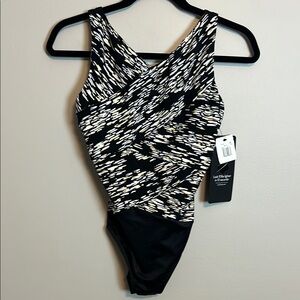 Miraclesuit Black Cream and Gold One Piece Swimsuit